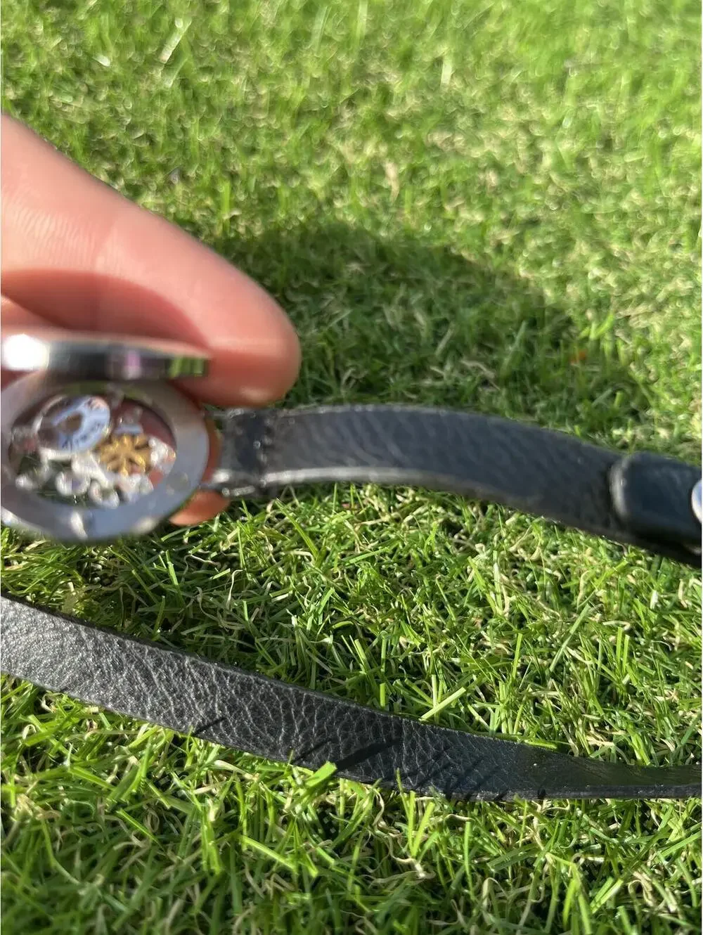 Vintage Black faux Leather Strap choker‎ trinket locket compartment Family